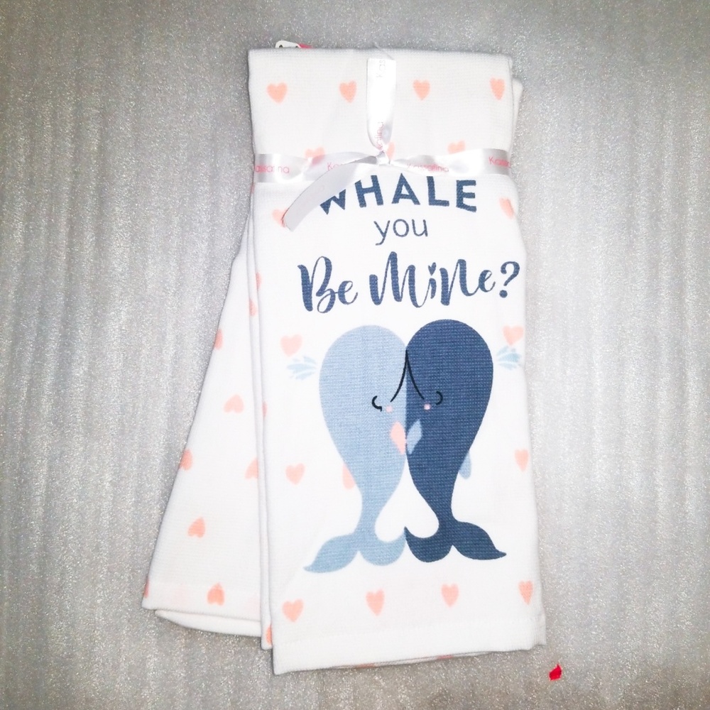 Kassafina Set of 2 Whale be Mine Kitchen Towel